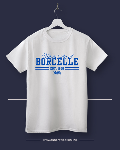 Unisex Cotton Crew Tee with University of Borcelle Est. 1980 Design, College Apparel, Casual Wear, Graduation Gift, University Merchandise