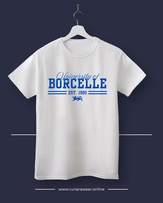 Unisex Cotton Crew Tee with University of Borcelle Est. 1980 Design, College Apparel, Casual Wear, Graduation Gift, University Merchandise