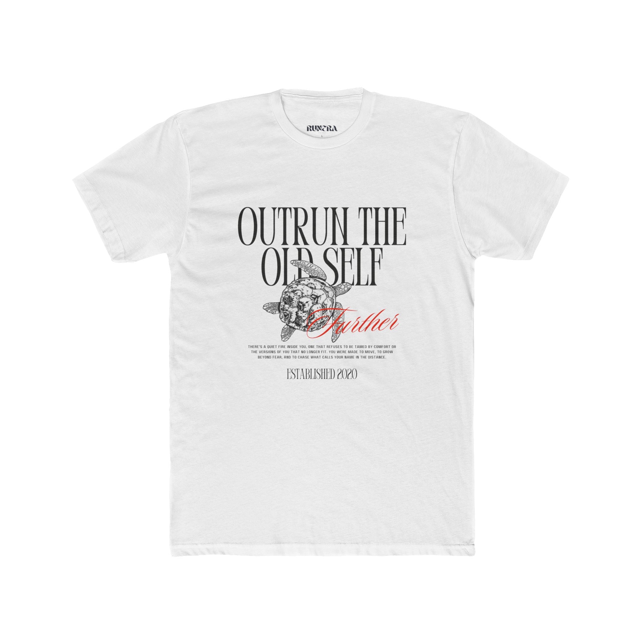 Unisex Motivational Graphic Tee, Outrun The Old Self Shirt, Casual Wear, Everyday Style, Gift for Fitness Enthusiasts, Inspirational Apparel
